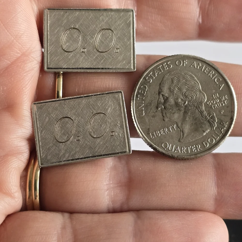 Vintage cuff links O.O. Monogram silver tone Anson cufflinks alphabet